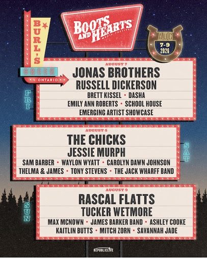 Boots and Hearts 2026 lineup poster