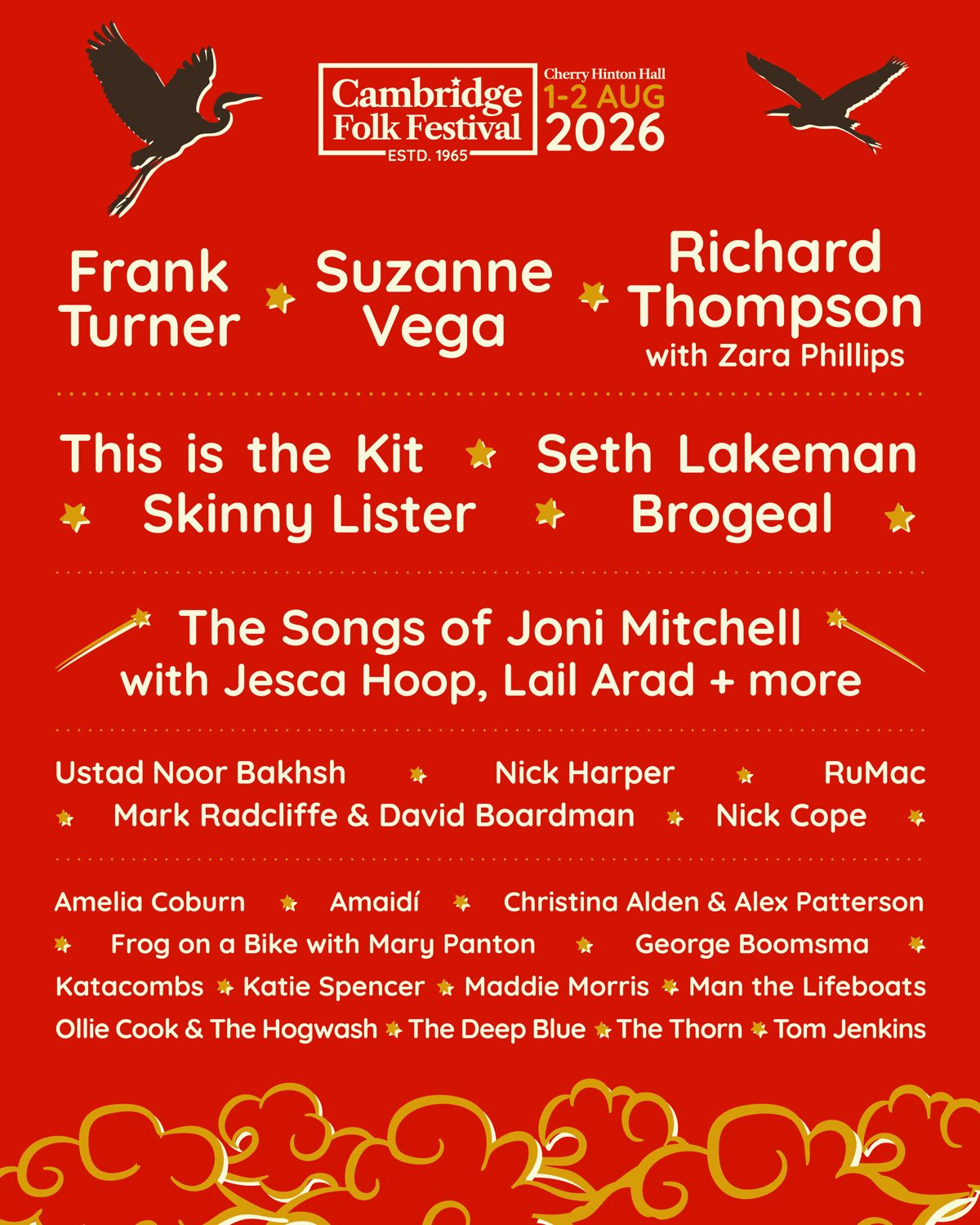 Cambridge Folk Festival 2026 lineup poster