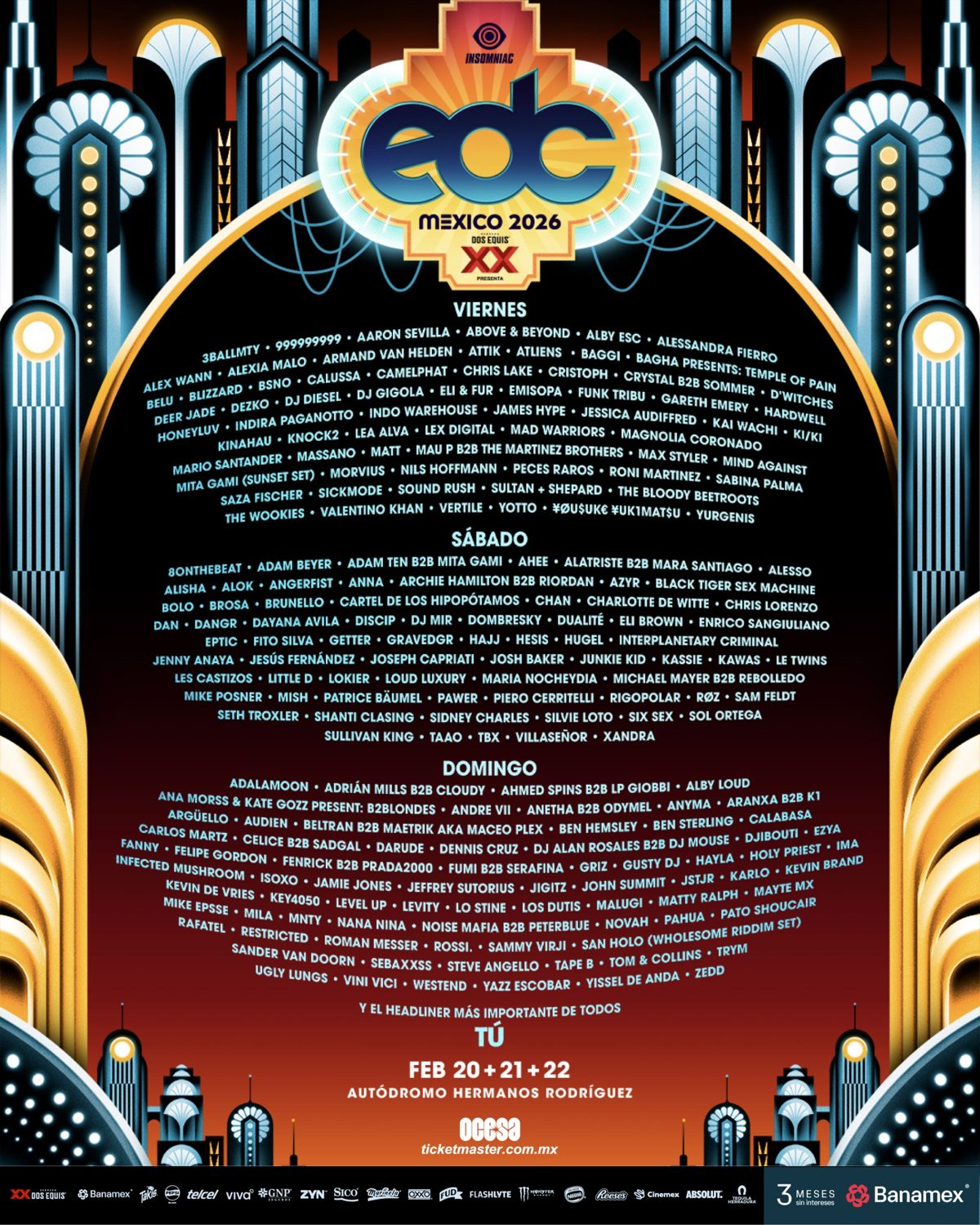 EDC Mexico 2026 lineup poster