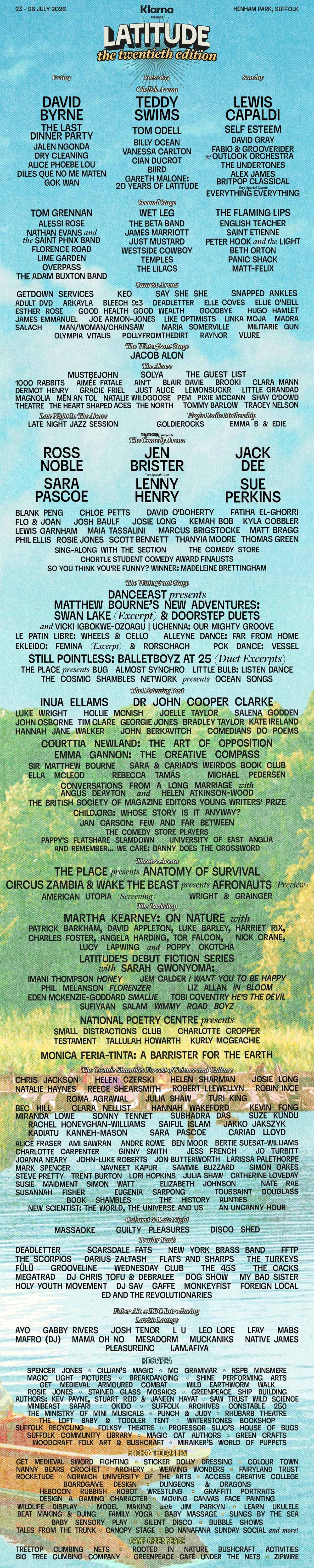 Latitude Festival 2026 lineup poster