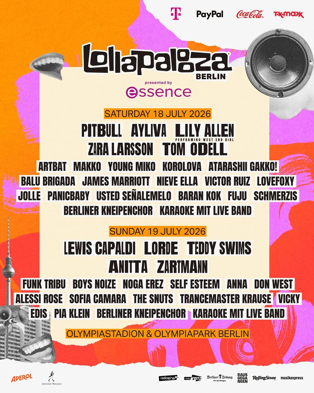 Lollapalooza Berlin 2026 lineup poster