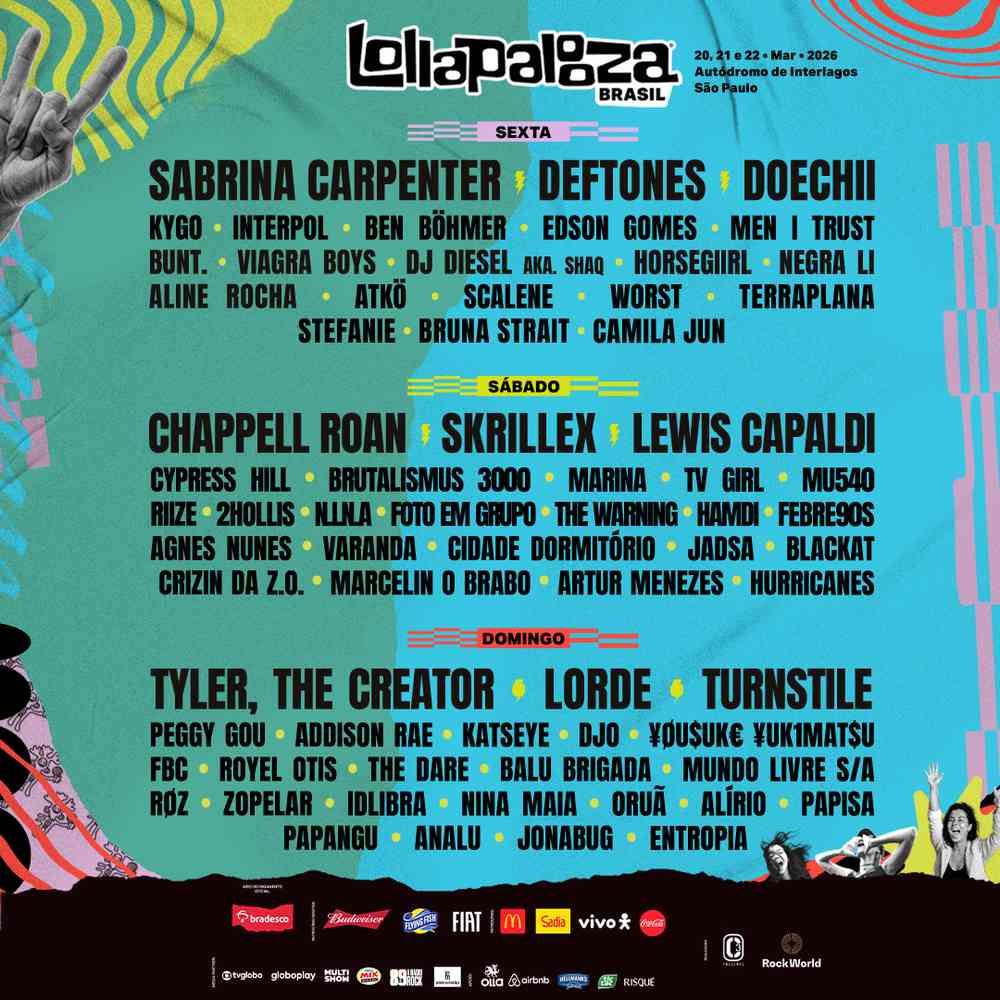Lollapalooza Brasil 2026 lineup poster